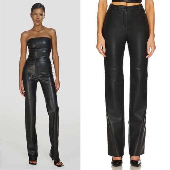 NEW! CULTNAKED- Killa Pants in Onyx Black Faux Leather Pants Straight Leg Size S - Picture 1 of 9